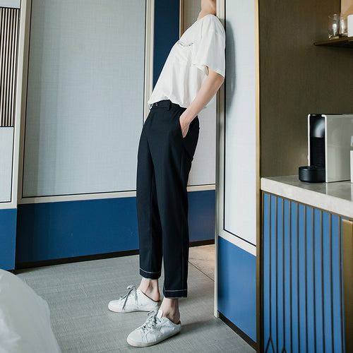 Sicilian men's casual suit pants male Korean version of the trend of nine-point suit pants loose straight drape trousers