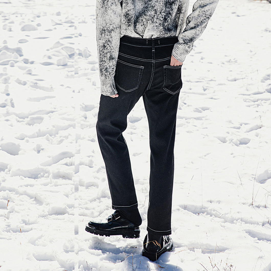 Sicilian Men's Fashion Men's Loose Straight Pants Men's Autumn Topline Casual Nine Jeans