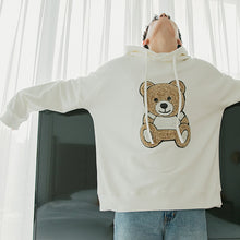 Load image into Gallery viewer, Sicilian men&#39;s autumn Korean style tops for boys loose casual embroidery white bear hooded sweater men&#39;s trend
