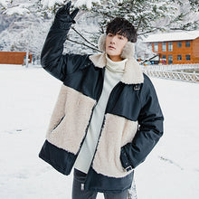 Load image into Gallery viewer, Sicilian men&#39;s clothing fast delivery ~ loose and thick lamb wool stitching lapel cotton jacket
