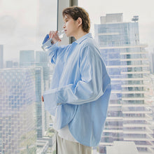 Load image into Gallery viewer, Sicilian men&#39;s small fresh blue long-sleeved shirt male Korean style trend loose men&#39;s autumn shirt jacket
