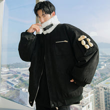 Load image into Gallery viewer, Sicilian men&#39;s winter new stand-up collar cotton-padded jacket design sense cute bear loose casual double-sided wear jacket men 4518923840639 4518923840638 4518923840640 4518923840637
