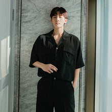 Load image into Gallery viewer, Sicilian men&#39;s summer Cuban collar short-sleeved white shirt male Korean version of the trend handsome loose men&#39;s white shirt
