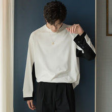 Load image into Gallery viewer, Sicilian men&#39;s autumn men&#39;s tops Korean version of the trend of loose inner base shirt stitching white long-sleeved T-shirt
