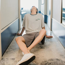 Load image into Gallery viewer, Sicilian men&#39;s summer small fresh short-sleeved men&#39;s tide brand trend loose five-point sleeve men&#39;s half-sleeved striped t-shirt

