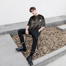 Load image into Gallery viewer, CE customized 17/ss trendy male Korean version loose velvet embroidery short-sleeved T-shirt retro round neck half-sleeved bottoming shirt summer
